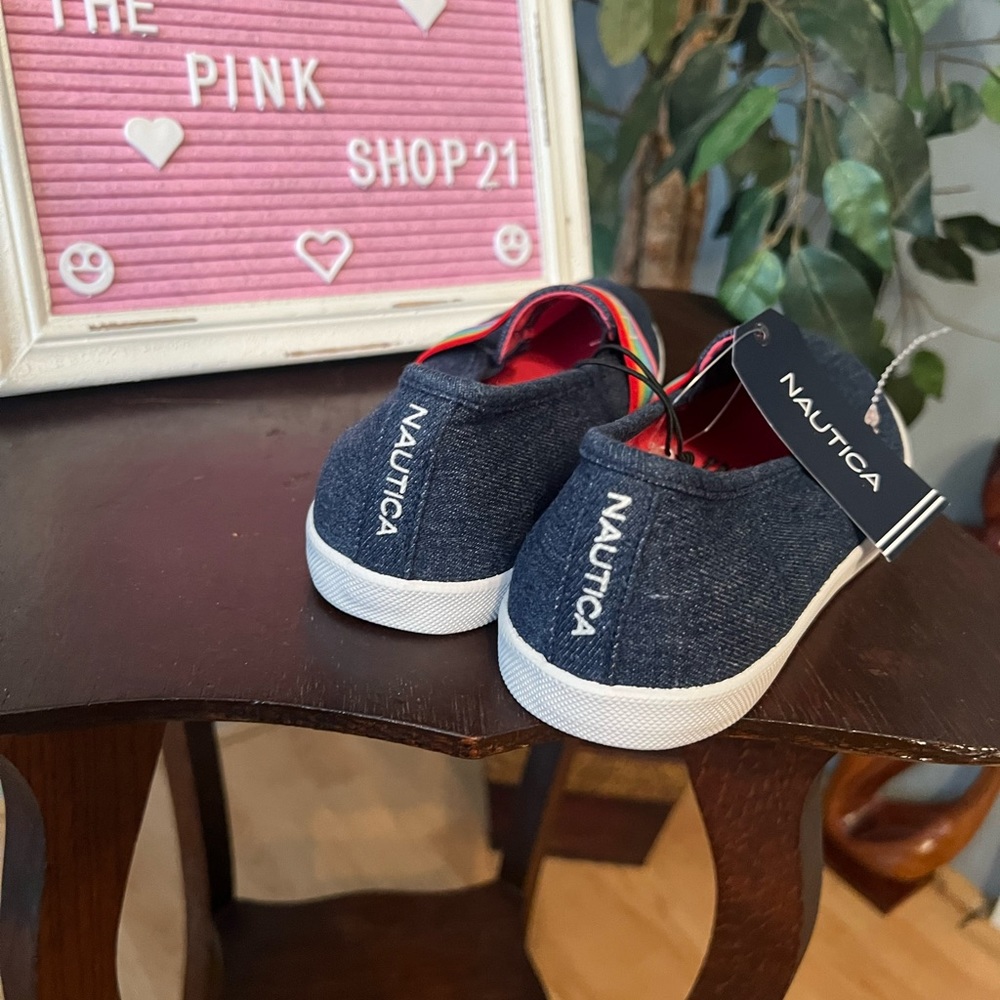 💗💗 NWT!! Nautica Denim Rainbow Sumory Girls Shoes - Picture 4 of 5